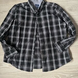 George Men's Black and White Plaid Button Down Shirt